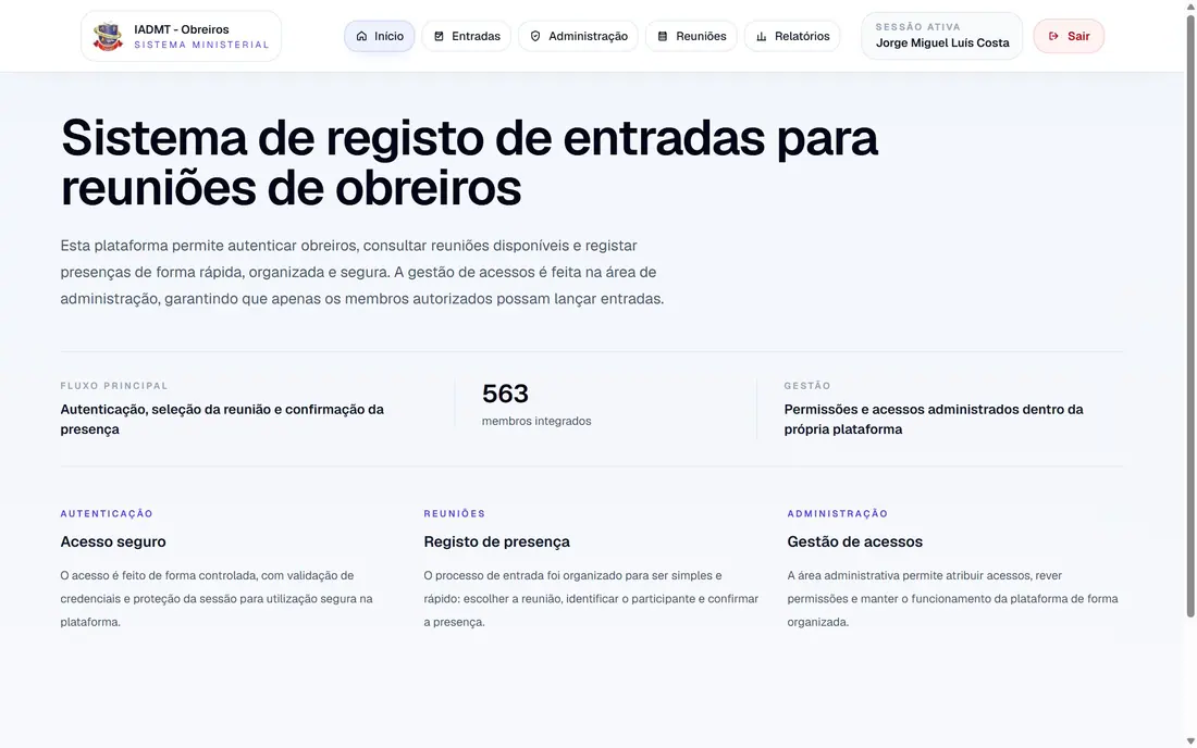 Obreiros IADMT: captura 1 de 2