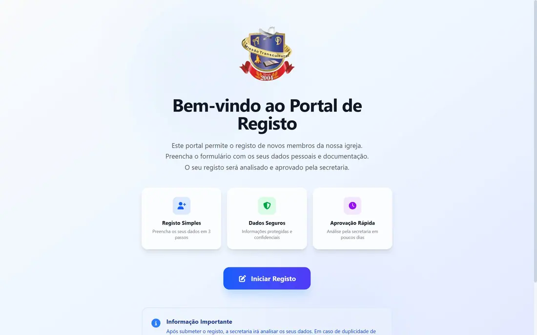 Registo de Membros: captura 1 de 2